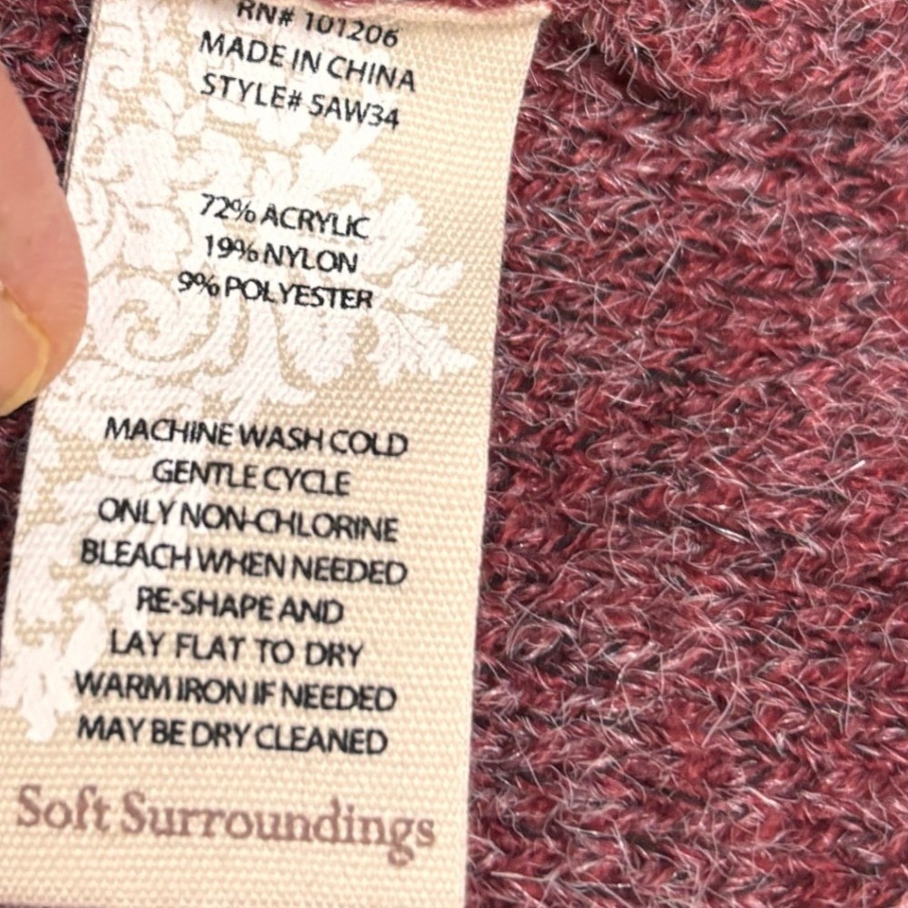 Soft Surroundings Belted Longline Solange Sweater Vest Womens 1X Burgundy Career - Picture 6 of 7
